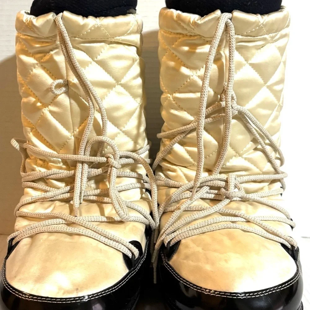 Marc Jacobs nlyon Quilted Cream and Black Winter /snow Boots